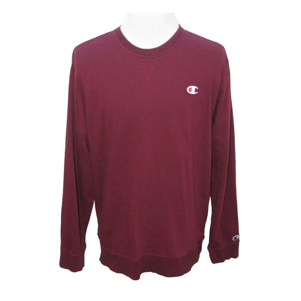 New CHAMPION Men's (Size XL) Burgundy Red Crew Neck Logo Sweatshirt Pullover Top